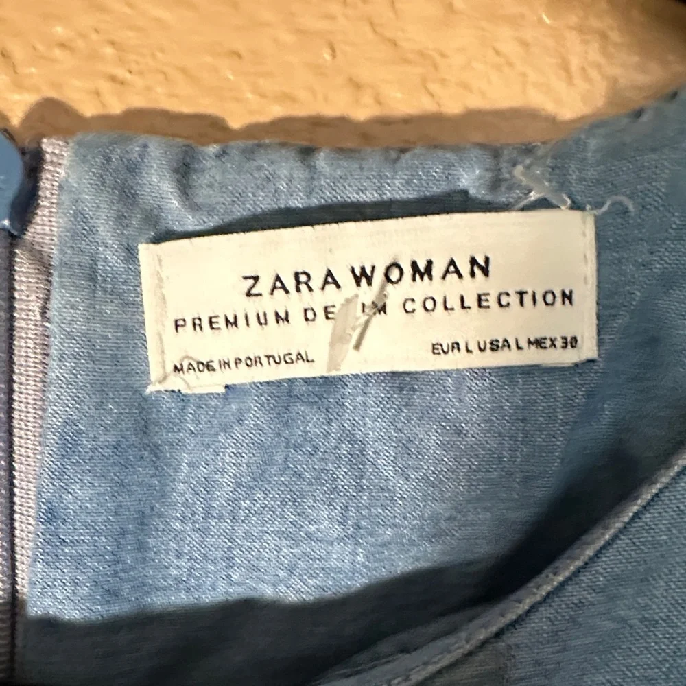 Zara Blue Long Sleeve Denim Dress - Picture 4 of 9